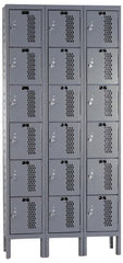 Hallowell - 18 Door, 6 Tier, Heavy-Duty Ventilated Wardrobe & Box Lockers - Exact Tool & Supply