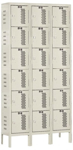 Hallowell - 18 Door, 6 Tier, Heavy-Duty Ventilated Wardrobe & Box Lockers - Exact Tool & Supply
