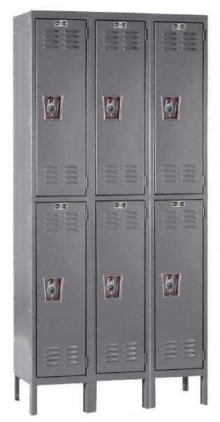 Hallowell - 6 Door, 2 Tier, Ready-Built Wardrobe & Box Lockers - Exact Tool & Supply