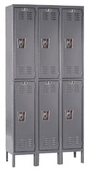 Hallowell - 6 Door, 2 Tier, Ready-Built Wardrobe & Box Lockers - Exact Tool & Supply