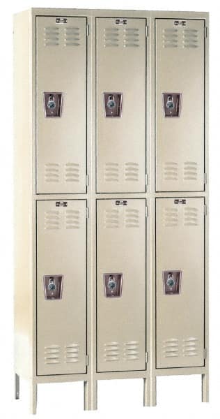Hallowell - 6 Door, 2 Tier, Ready-Built Wardrobe & Box Lockers - Exact Tool & Supply