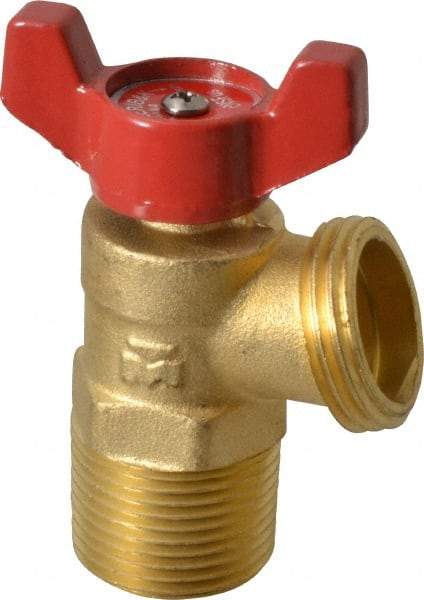 B&K Mueller - 1/2" Pipe, Brass, FNPT, MNPT x GHT End Connection, Boiler Drain Valve - 125 psi WOG Rating, Wing Tee Handle - Exact Tool & Supply