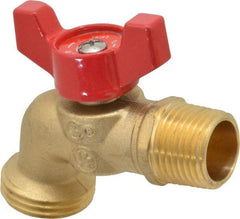 B&K Mueller - 1/2" Pipe, 125 psi WOG Rating, Brass Hose Bibb, Stop Valve - Wing Tee Handle, MNPT/SWT x GHT End Connections - Exact Tool & Supply