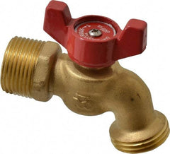 B&K Mueller - 1/2" Pipe, 125 psi WOG Rating, Brass Hose Bibb, Stop Valve - Wing Tee Handle, FNPT/MNPT x GHT End Connections - Exact Tool & Supply