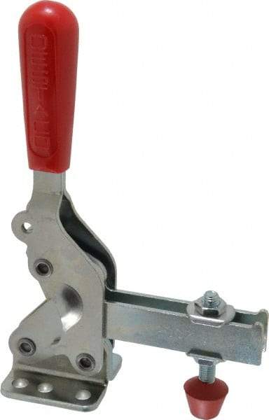 De-Sta-Co - 1,000 Lb Holding Capacity, Vertical Handle, Manual Hold Down Toggle Clamp - 64° Handle Movement, 76° Bar Opening, U-Bar, Flanged Base, Electro-Plated Zinc, Carbon Steel - Exact Tool & Supply