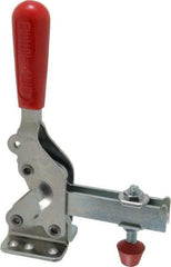 De-Sta-Co - 1,000 Lb Holding Capacity, Vertical Handle, Manual Hold Down Toggle Clamp - 64° Handle Movement, 76° Bar Opening, U-Bar, Flanged Base, Electro-Plated Zinc, Carbon Steel - Exact Tool & Supply