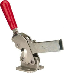 De-Sta-Co - 1,400 Lb Holding Capacity, Vertical Handle, Manual Hold Down Toggle Clamp - 66° Handle Movement, 78° Bar Opening, U-Bar, Flanged Base, Electro-Plated Zinc, Carbon Steel - Exact Tool & Supply