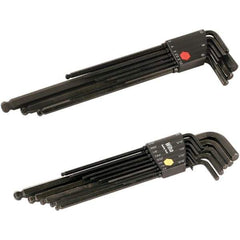 Wiha - 22 Piece, L-Key Long Arm Ball End Hex Key Set - 0.05 to 3/8" Range, Chrome Vanadium Molybdenum - Exact Tool & Supply