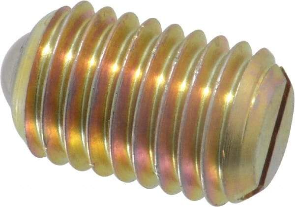 Gibraltar - 5/8-11, 0.375" Ball Diam, 63/64" Body Length, 0.096" Max Ball Reach, Threaded Ball Plunger - Steel Body, Steel Ball, 7 Lb Initial End Force, 50 Lb Final End Force, Locking Element - Exact Tool & Supply