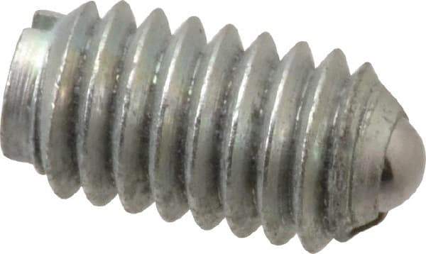Gibraltar - 5/16-18, 0.156" Ball Diam, 37/64" Body Length, 0.04" Max Ball Reach, Threaded Ball Plunger - Steel Body, Steel Ball, 2 Lb Initial End Force, 4.5 Lb Final End Force - Exact Tool & Supply