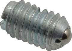 Gibraltar - 3/8-16, 0.187" Ball Diam, 5/8" Body Length, 0.048" Max Ball Reach, Threaded Ball Plunger - Steel Body, Steel Ball, 2.5 Lb Initial End Force, 5 Lb Final End Force, Locking Element - Exact Tool & Supply