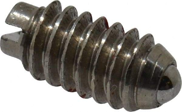 Gibraltar - 5-40, 0.062" Ball Diam, 1/4" Body Length, 0.02" Max Ball Reach, Threaded Ball Plunger - Steel Body, Steel Ball, 0.25 Lb Initial End Force, 0.75 Lb Final End Force, Locking Element - Exact Tool & Supply