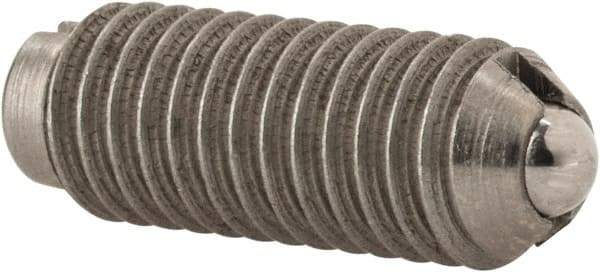 Gibraltar - 10-32, 0.093" Ball Diam, 33/64" Body Length, 0.025" Max Ball Reach, Threaded Ball Plunger - Stainless Steel Body, Stainless Steel Ball, 2 Lb Initial End Force, 5 Lb Final End Force - Exact Tool & Supply