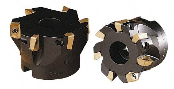 Kennametal - 5 Inserts, 2-1/2" Cut Diam, 3/4" Arbor Diam, 0.6" Max Depth of Cut, Indexable Square-Shoulder Face Mill - 0/90° Lead Angle, 1.56" High, AP.T 1604.., AP.W 1604.. & APEX 1604.. Insert Compatibility, Through Coolant, Series 7690 VA 16 - Exact Tool & Supply