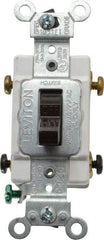 Leviton - 2 Pole, 120 to 277 VAC, 20 Amp, Commercial Grade, Toggle, Wall and Dimmer Light Switch - 1.31 Inch Wide x 4.06 Inch High - Exact Tool & Supply