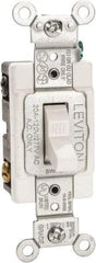 Leviton - 2 Pole, 120 to 277 VAC, 20 Amp, Commercial Grade, Toggle, Wall and Dimmer Light Switch - 1.31 Inch Wide x 4.06 Inch High - Exact Tool & Supply