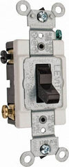 Leviton - 3 Pole, 120 to 277 VAC, 20 Amp, Commercial Grade, Toggle, Wall and Dimmer Light Switch - 1.31 Inch Wide x 4.06 Inch High - Exact Tool & Supply