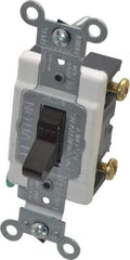 Leviton - 1 Pole, 120 to 277 VAC, 20 Amp, Commercial Grade, Toggle, Wall and Dimmer Light Switch - 1.31 Inch Wide x 4.06 Inch High - Exact Tool & Supply