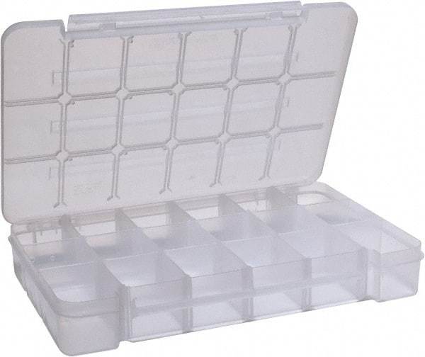 Akro-Mils - 9-1/2" Wide x 14-3/8" High x 2-1/2" Deep, Small Parts Storage Case - Clarified Polypropylene Frame, 3 to 18 Compartments, 2-7/8" Wide x 2-3/8 to 14" High x 2" Deep Bin - Exact Tool & Supply