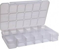 Akro-Mils - 9-1/2" Wide x 14-3/8" High x 2-1/2" Deep, Small Parts Storage Case - Clarified Polypropylene Frame, 3 to 18 Compartments, 2-7/8" Wide x 2-3/8 to 14" High x 2" Deep Bin - Exact Tool & Supply