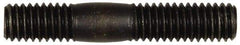 Dorman - 3/8-16 2-1/8" OAL Unequal Double Threaded Stud - Steel, Black Oxide Finish, 1" Long Thread Length, 5/8" Short Thread Length - Exact Tool & Supply