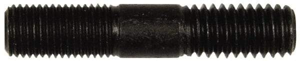 Dorman - 7/16-20 Long Thread, 7/16-14 Short Thread, 2-1/4" OAL Unequal Double Threaded Stud - Steel, Black Oxide Finish, 3/4" Long Thread Length, 3/4" Short Thread Length - Exact Tool & Supply