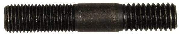 Dorman - 7/16-20 Long Thread, 7/16-14 Short Thread, 2-1/2" OAL Unequal Double Threaded Stud - Steel, Black Oxide Finish, 1" Long Thread Length, 13/16" Short Thread Length - Exact Tool & Supply