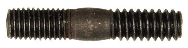 Dorman - 1/4-28 Long Thread, 1/4-20 Short Thread, 1-1/4" OAL Unequal Double Threaded Stud - Steel, Black Oxide Finish, 1/2" Long Thread Length, 1/2" Short Thread Length - Exact Tool & Supply