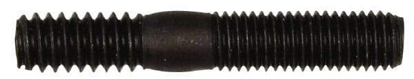 Dorman - 1/4-28 Long Thread, 1/4-20 Short Thread, 1-1/2" OAL Unequal Double Threaded Stud - Steel, Black Oxide Finish, 3/4" Long Thread Length, 1/2" Short Thread Length - Exact Tool & Supply