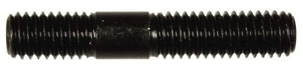 Dorman - 7/16-14 2-1/2" OAL Unequal Double Threaded Stud - Steel, Black Oxide Finish, 1-1/4" Long Thread Length, 3/4" Short Thread Length - Exact Tool & Supply