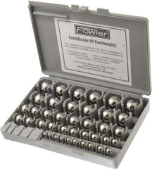 Fowler - to 1 to 25mm Diameter, Chrome Steel, Gage Ball Set - 0.0025 mm Tolerance, Grade 24 Accuracy, 63 RC Hardness, 25 Pairs - Exact Tool & Supply
