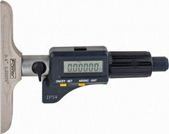 Fowler - 0 to 150mm Range, 4" Base Length, 6 Rods, Friction Thimble, Electronic Depth Micrometer - IP54, 0.00005" Resolution, 0.176" Rod Diam, 357 Battery, Data Output - Exact Tool & Supply