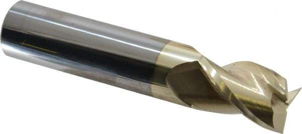 Accupro - 1", 1-1/2" LOC, 1" Shank Diam, 5" OAL, 3 Flute, Solid Carbide Square End Mill - Single End, ZrN Finish, Spiral Flute, 37° Helix, Centercutting, Right Hand Cut, Right Hand Flute - Exact Tool & Supply