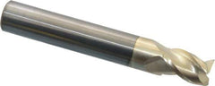 Accupro - 11/32", 1/2" LOC, 3/8" Shank Diam, 2-1/2" OAL, 3 Flute, Solid Carbide Square End Mill - Single End, ZrN Finish, Spiral Flute, 37° Helix, Centercutting, Right Hand Cut, Right Hand Flute - Exact Tool & Supply