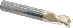 Accupro - 3/8", 5/8" LOC, 3/8" Shank Diam, 2-1/2" OAL, 3 Flute, Solid Carbide Square End Mill - Single End, ZrN Finish, Spiral Flute, 37° Helix, Centercutting, Right Hand Cut, Right Hand Flute - Exact Tool & Supply