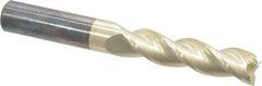 Accupro - 1/2", 2" LOC, 1/2" Shank Diam, 4" OAL, 3 Flute, Solid Carbide Square End Mill - Single End, ZrN Finish, Spiral Flute, 37° Helix, Centercutting, Right Hand Cut, Right Hand Flute - Exact Tool & Supply
