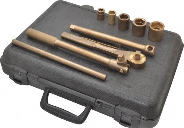 Ampco - 9 Piece 1/2" Drive Socket Set - 6 Points, 1/2" to 1-1/4" Range, Inch Measurement Standard - Exact Tool & Supply