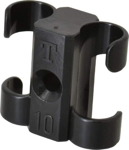 Midwest Control - 3/8 to 1/2 Hose OD, Multitube Holder - Black, 2 Slots, 1.1" OAL, 0.16" Mounting Hole, For Use With Tubes, Wires, Hose & Pipe - Exact Tool & Supply