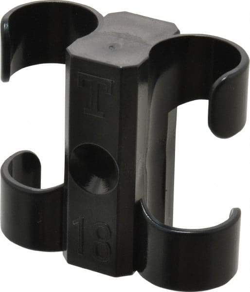 Midwest Control - 3/4 to 7/8 Hose OD, Multitube Holder - Black, 2 Slots, 1.88" OAL, 0.22" Mounting Hole, For Use With Tubes, Wires, Hose & Pipe - Exact Tool & Supply