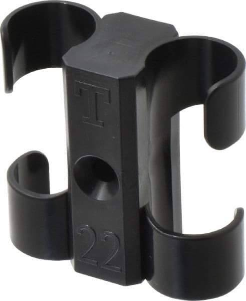 Midwest Control - 7/8 to 1 Hose OD, Multitube Holder - Black, 2 Slots, 2.4" OAL, 1/4" Mounting Hole, For Use With Tubes, Wires, Hose & Pipe - Exact Tool & Supply