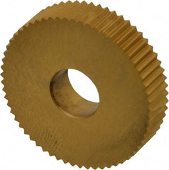 Dorian Tool - 1" Diam, 90° Tooth Angle, 20 TPI, Standard (Shape), Form Type Cobalt Straight Knurl Wheel - 0.236" Face Width, 5/16" Hole, Circular Pitch, TiN Finish, Series M - Exact Tool & Supply