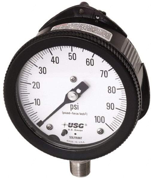 Ametek - 6" Dial, 1/2 Thread, 0-60 Scale Range, Pressure Gauge - Lower Connection Mount, Accurate to 0.5% of Scale - Exact Tool & Supply