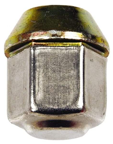 Dorman - 1/2-20 Stainless Finish Capped Wheel Nut - 3/4" Hex, 1-1/16" OAL, 60° Seat Angle - Exact Tool & Supply