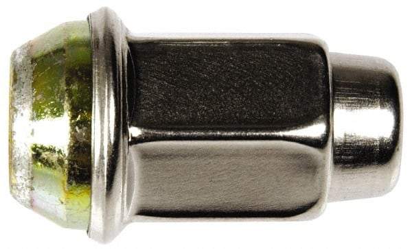 Dorman - 1/2-20 Stainless Finish Capped Wheel Nut - 3/4" Hex, 1-5/8" OAL, 60° Seat Angle - Exact Tool & Supply