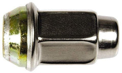 Dorman - 1/2-20 Stainless Finish Capped Wheel Nut - 3/4" Hex, 1-5/8" OAL, 60° Seat Angle - Exact Tool & Supply