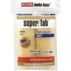 Wooster Brush - 1/2" Nap, 4-1/2" Wide Paint General Purpose Roller Cover - Smooth Texture, Fabric - Exact Tool & Supply