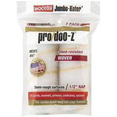 Wooster Brush - 1/2" Nap, 4-1/2" Wide Paint General Purpose Roller Cover - Smooth Texture, Fabric - Exact Tool & Supply