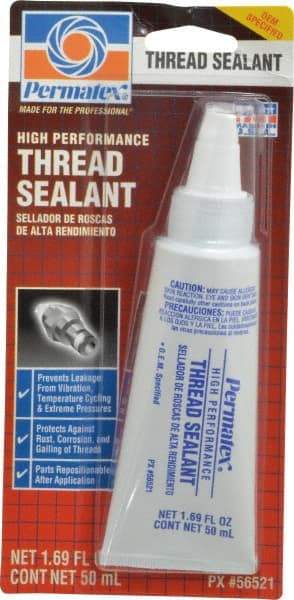 Permatex - 50 mL Tube, White, Paste High Strength Threadlocker - Series 565 - Exact Tool & Supply