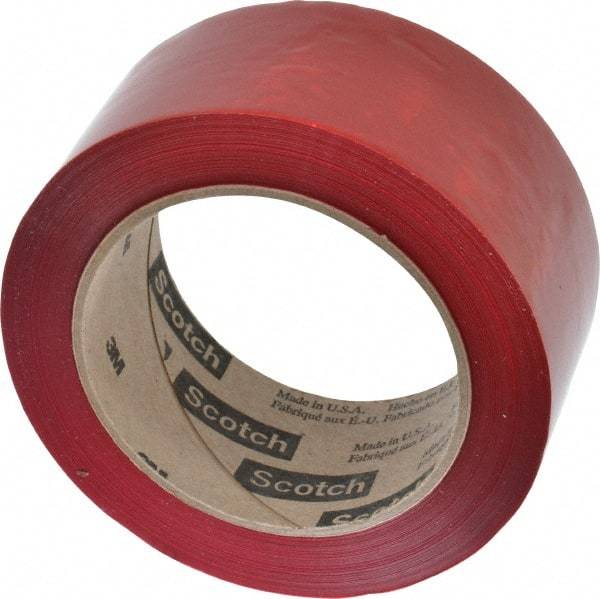 3M - 2" x 110 Yd Red Rubber Adhesive Sealing Tape - Polypropylene Film Backing, 1.9 mil Thick, 44 Lb Tensile Strength, Series 371 - Exact Tool & Supply
