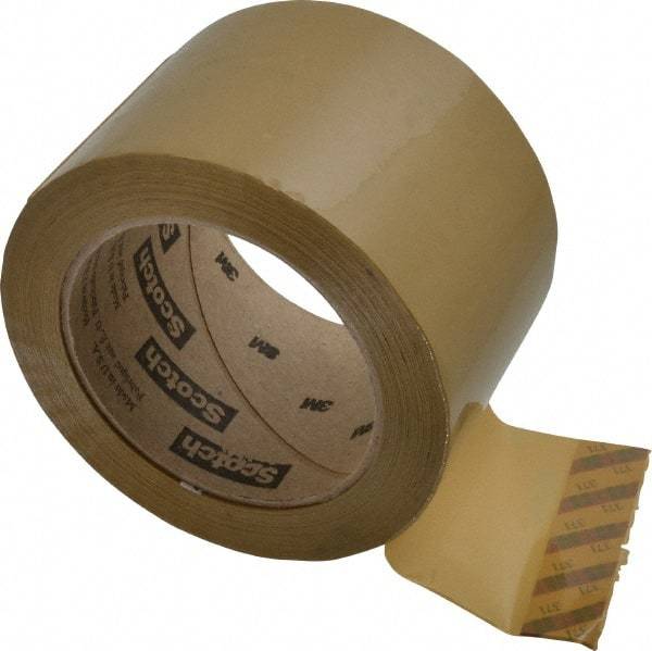 3M - 3" x 110 Yd Natural (Color) Rubber Adhesive Sealing Tape - Polypropylene Film Backing, 1.9 mil Thick, 44 Lb Tensile Strength, Series 371 - Exact Tool & Supply